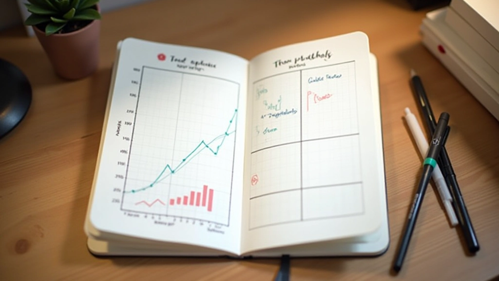 Tagebuchseite mit verschiedenen Tracking-Methoden: Checklisten, numerische Bewertungen und handgezeichnete Grafiken